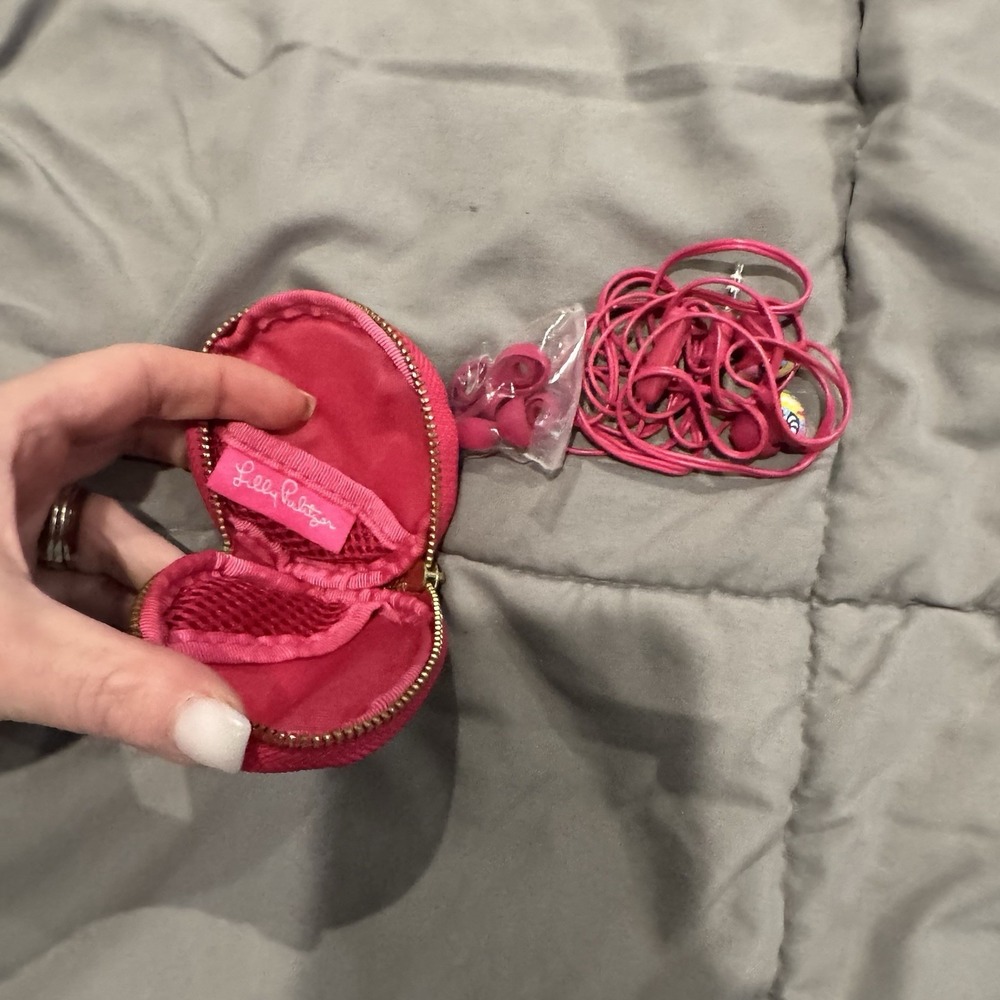 Lilly Pulitzer Earphones 6 Tip Sizes Earbuds w/ Pouch Butterfly Print Wired